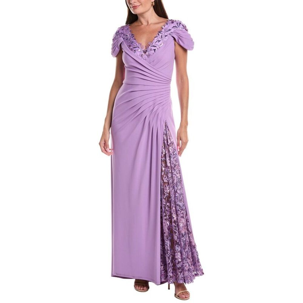 Tadashi Shoji Womens  Embellished Short Sleeve Maxi Dress